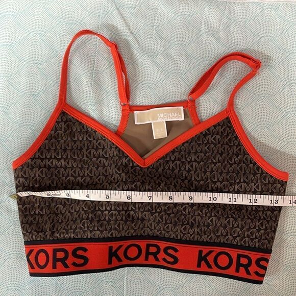 Michael Kors Logo Tape Stretch Nylon Racerback Sports Bra, Size Small - Picture 9 of 10